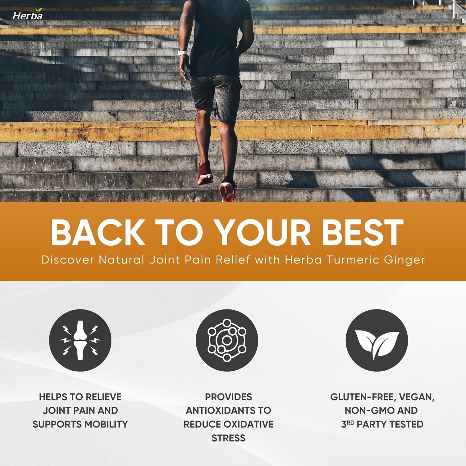 Herba Turmeric Supplements for Inflammation with Black Pepper and Ginger - 180 Capsules | 5,555mg Equiv. with 95% Turmeric Curcumin Supplements with Black Pepper | Joint Pain Relief | Made in Canada - Image 7