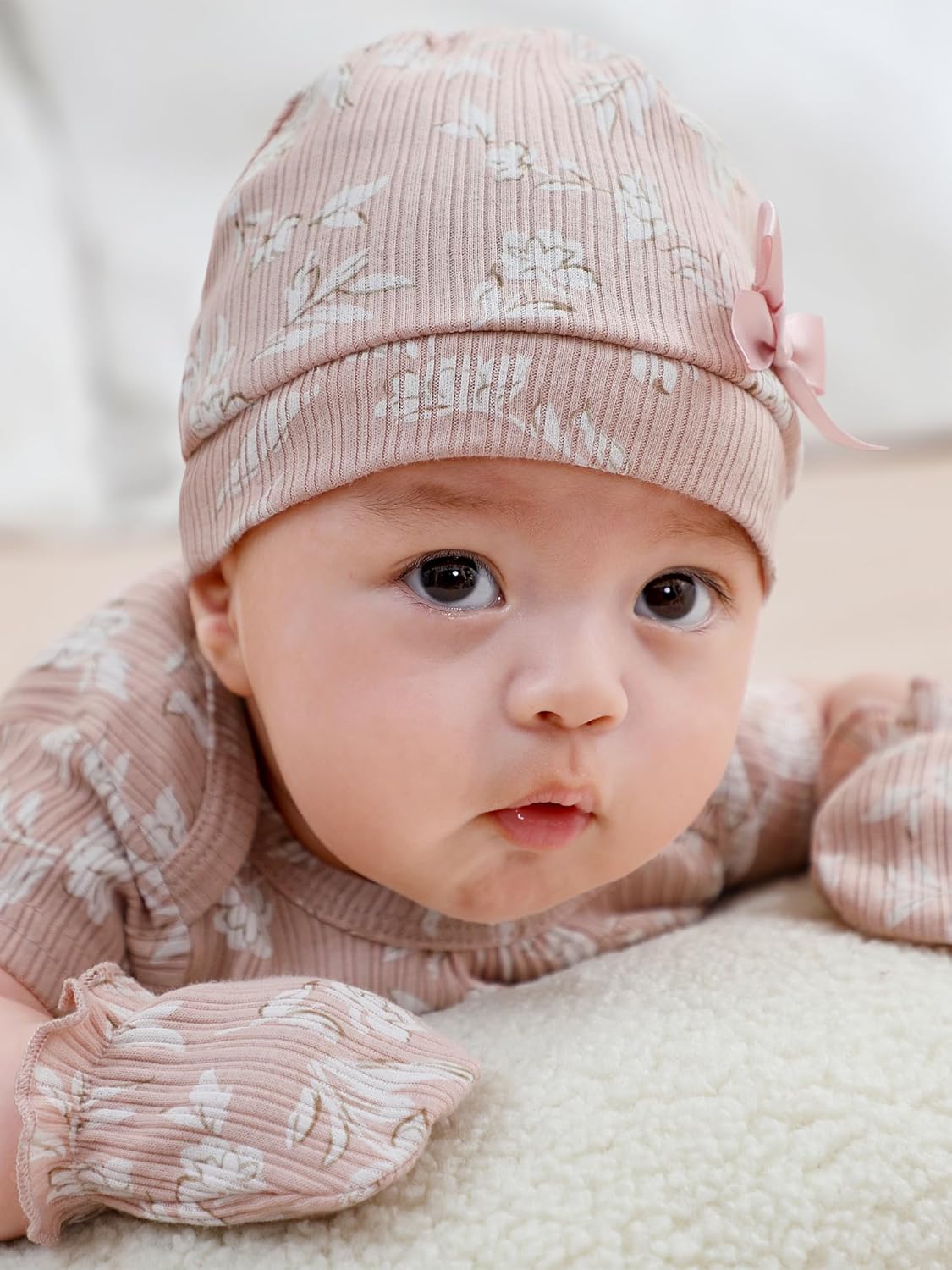 Baby Girls Boys Hats Mittens and Socks Set Cotton Infant Caps Newborn Soft Gloves 0-6 Months - Image 5