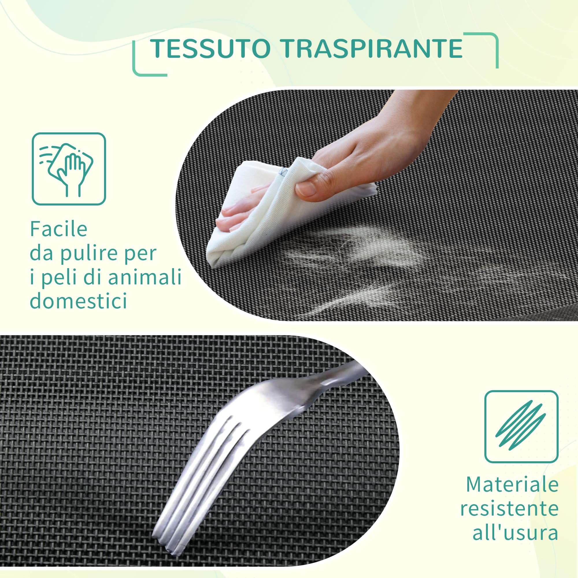 PawHut Lettino per Cani da Interno ed Esterno, Cuccia Estiva Brandina per Cani, Tessuto Traspirante Nero, 90x65x20 cm