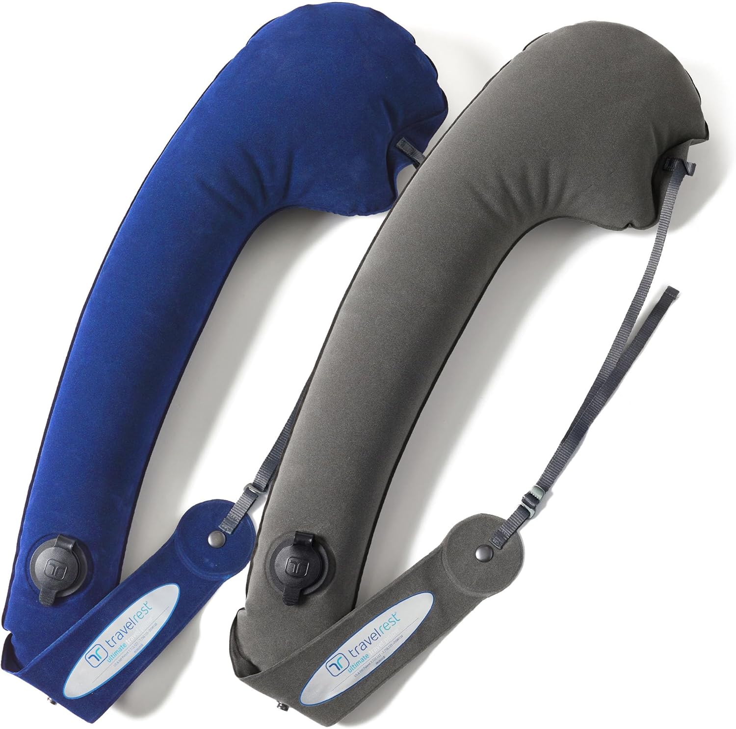 TRAVELREST Ultimate Travel Pillow & Body Pillow 2pcs - Headrest, Auto, Bus, Train, Office Napping, Camping, Wheelchairs, Comfort and Support, Rolls Up, Straps to Airplane Seat & Car