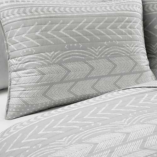 Miniatura 10 de Lush Decor Hygge - Juego de ropa de cama de 3 piezas con diseño a rayas, tamaño matrimonialqueen, marfil