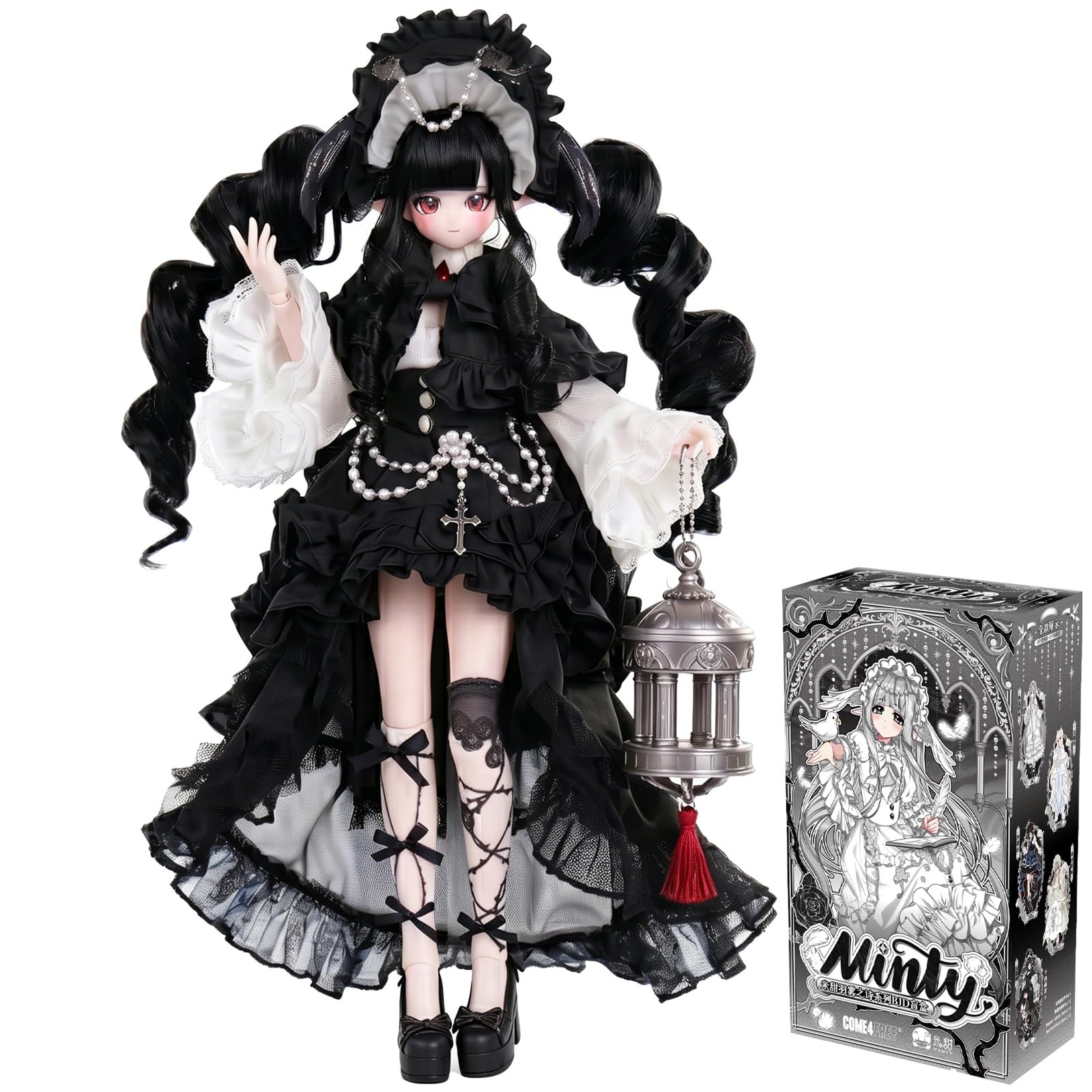 美品☆トールサイズ【モノトーン万筋】正絹 (白黒) Amazon | TheWave ブラインドドール 羽霧の詩シリーズ BJD ドール