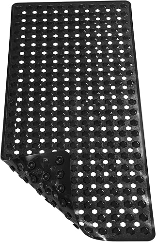 Miniatura 4 de Tapete de ducha antideslizante para bañera, tapete de baño antideslizante para baño, tapete de ducha con ventosas, 34.5 x 15.5 (negro)