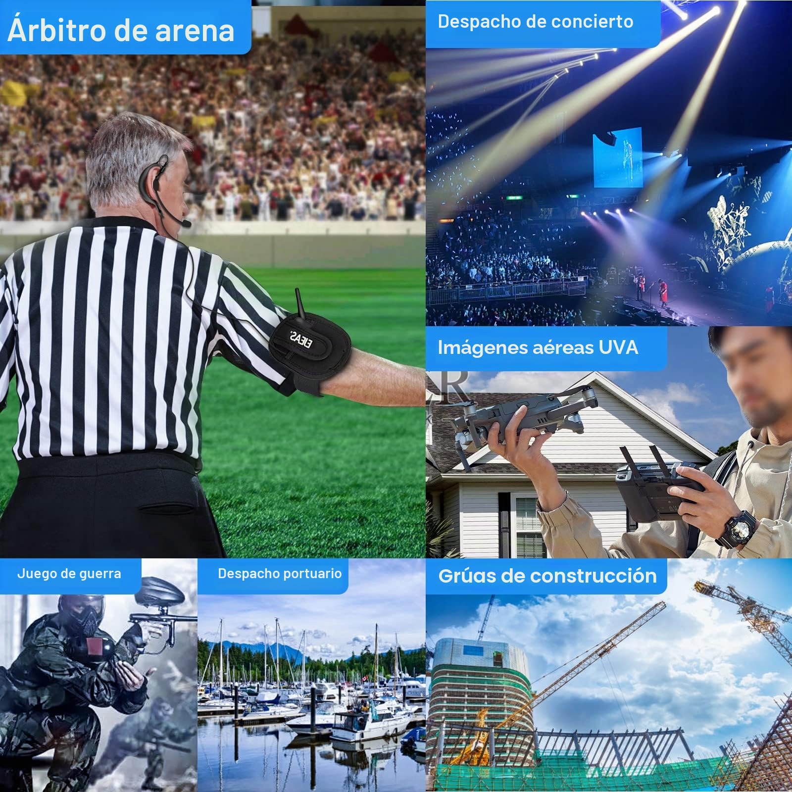 EJEAS V4C Árbitro Bluetooth Intercom Auricular 4 Personas Comunicación Interphone 1500M BT 5.1 Intercomunicador Profesional Inalámbrico para Árbitros de Fútbol y Balonmano(1PC)