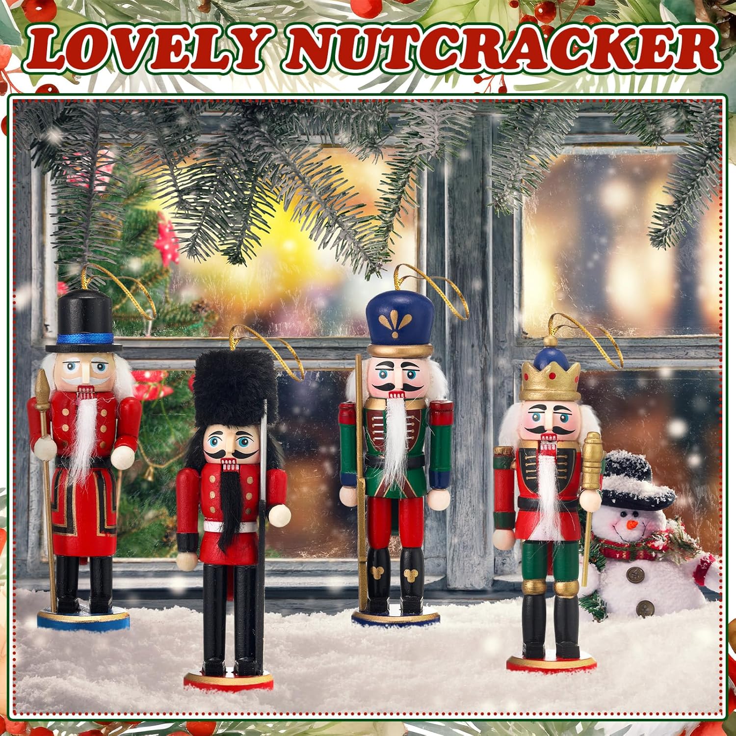 Liliful Christmas Nutcracker Ornament Set 18 Pcs Nutcracker Soldier Christmas Decoration Wooden Hanging Ornaments for Xmas Tree Figure Puppet Toy Present(Elegant Style)