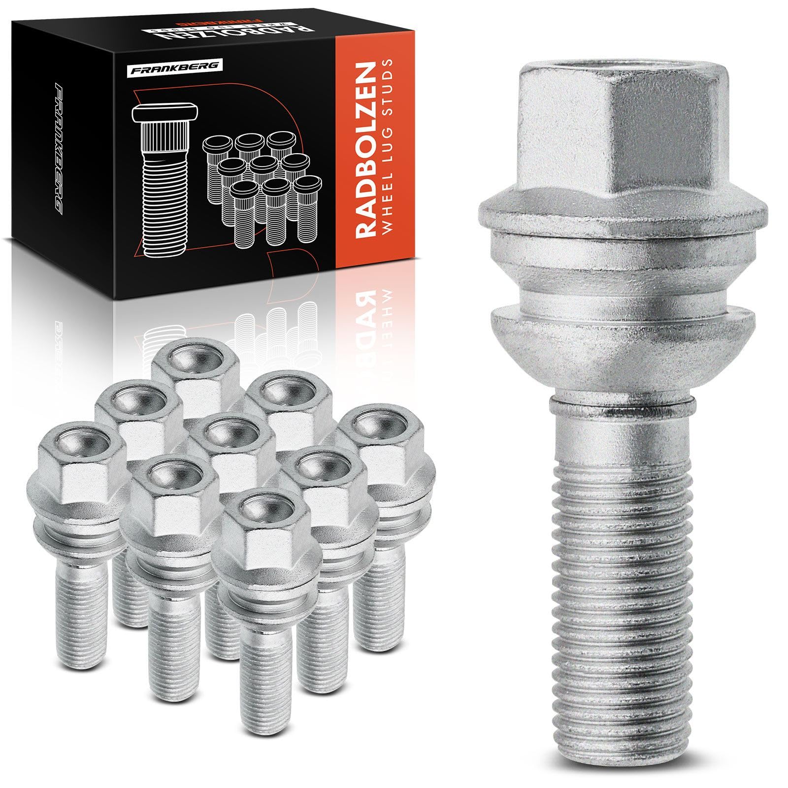 Frankberg 10x Boulon de roue M14x1.5 Compatible avec Q7 Transporter V A-m-a-r-o-k T-o-u-a-r-e-g C-a-y-e-n-n-e P-a-n-a-m-e-r-a 2002-Hetue