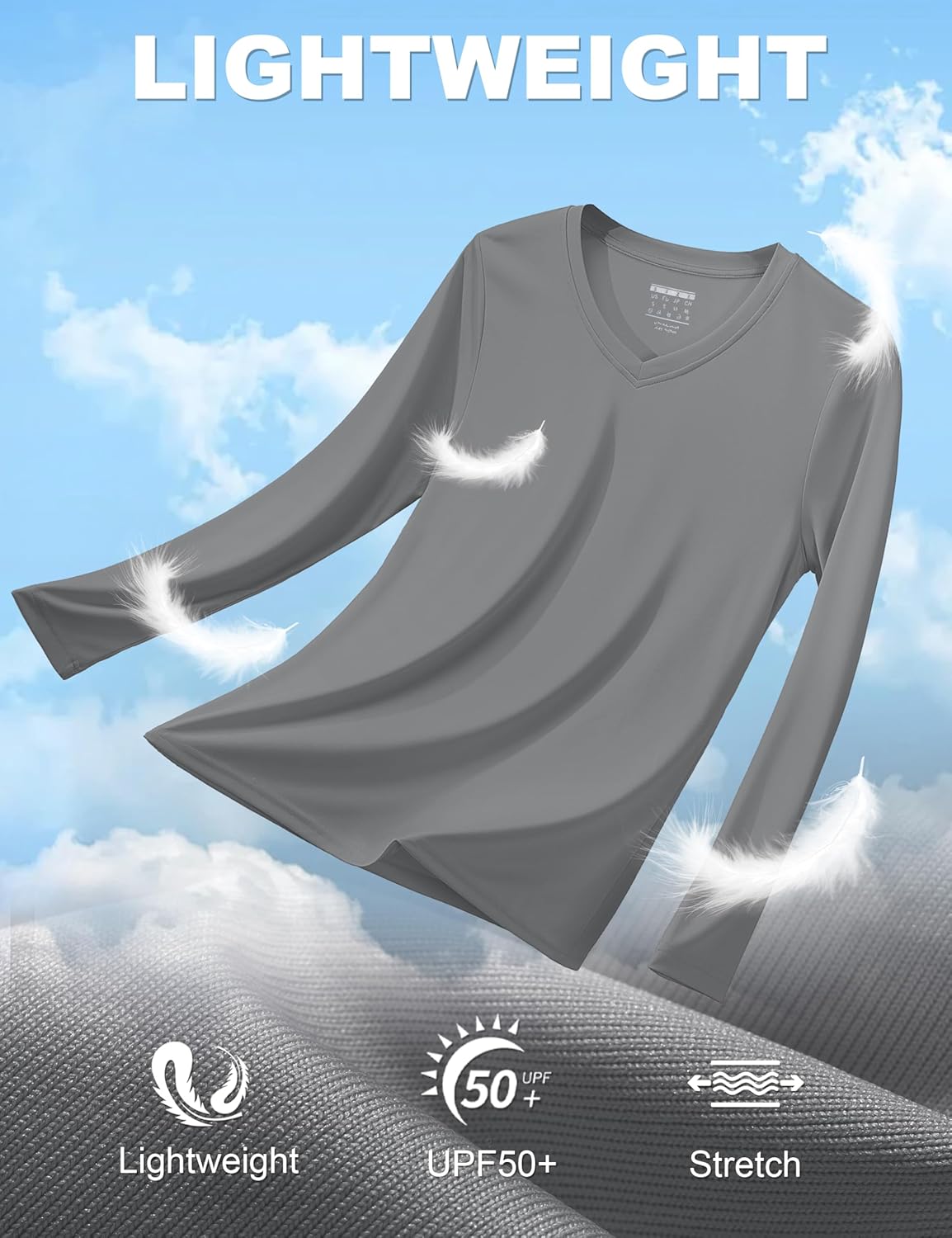 TACVASEN Women's Long Sleeve V Neck Tops Lightweight Quick Dry UPF 50+ Sun Protection Workout Hiking Running Shirts - Image 6