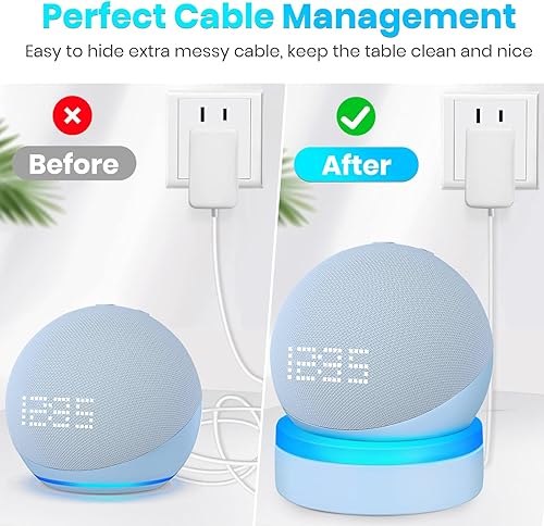 Miniatura 4 de Soporte de mesa para Echo Dot 5ª generación, soporte de escritorio para Echo Dot 4ª/5ª generación, soporte base con guía de luz, accesorios