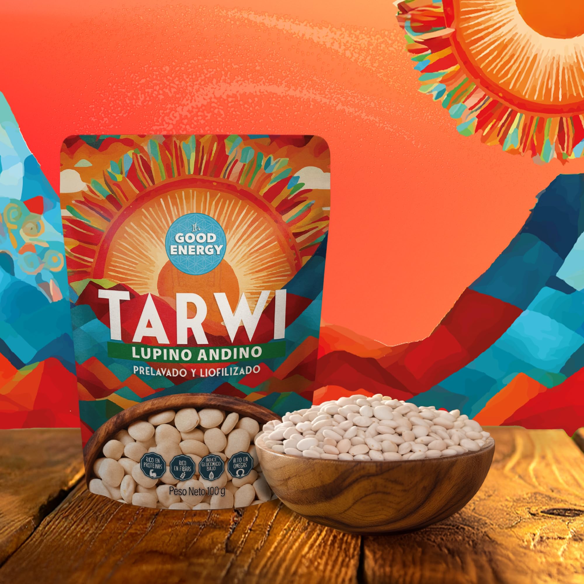 It’s Good Energy Tarwi (Chocho) Frijoles Liofilizados – 54 g de proteína | Bajos en carbohidratos, altos en fibra, snack vegano de origen vegetal | Superalimento apto para dieta keto | Bolsa de 3.5 oz