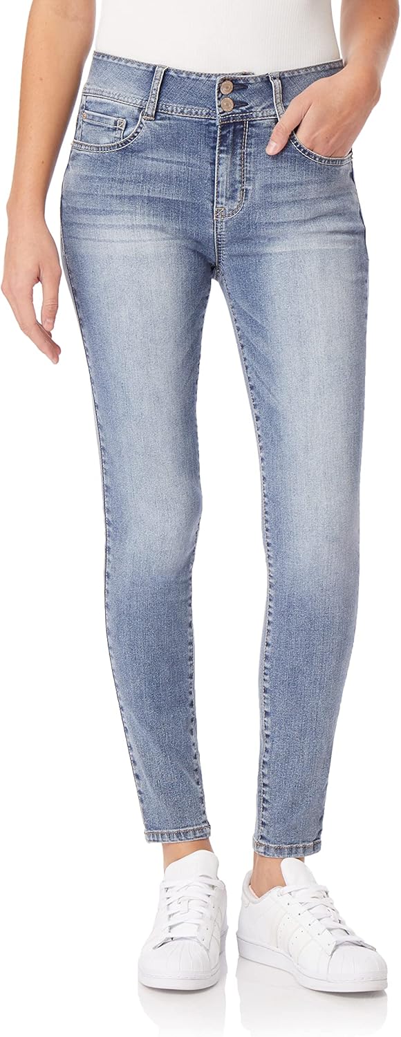 WallFlower Women’s Flirty Curvy Skinny High Rise Insta Stretch Juniors Jeans (Standard and Plus)