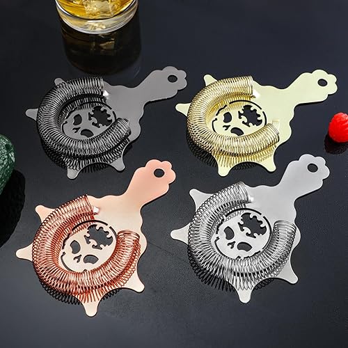 Miniatura 4 de Colador de cóctel de 4 puntas, colador Hawthorne, para bartenders profesionales y mixólogos, diseño de cabeza del diablo