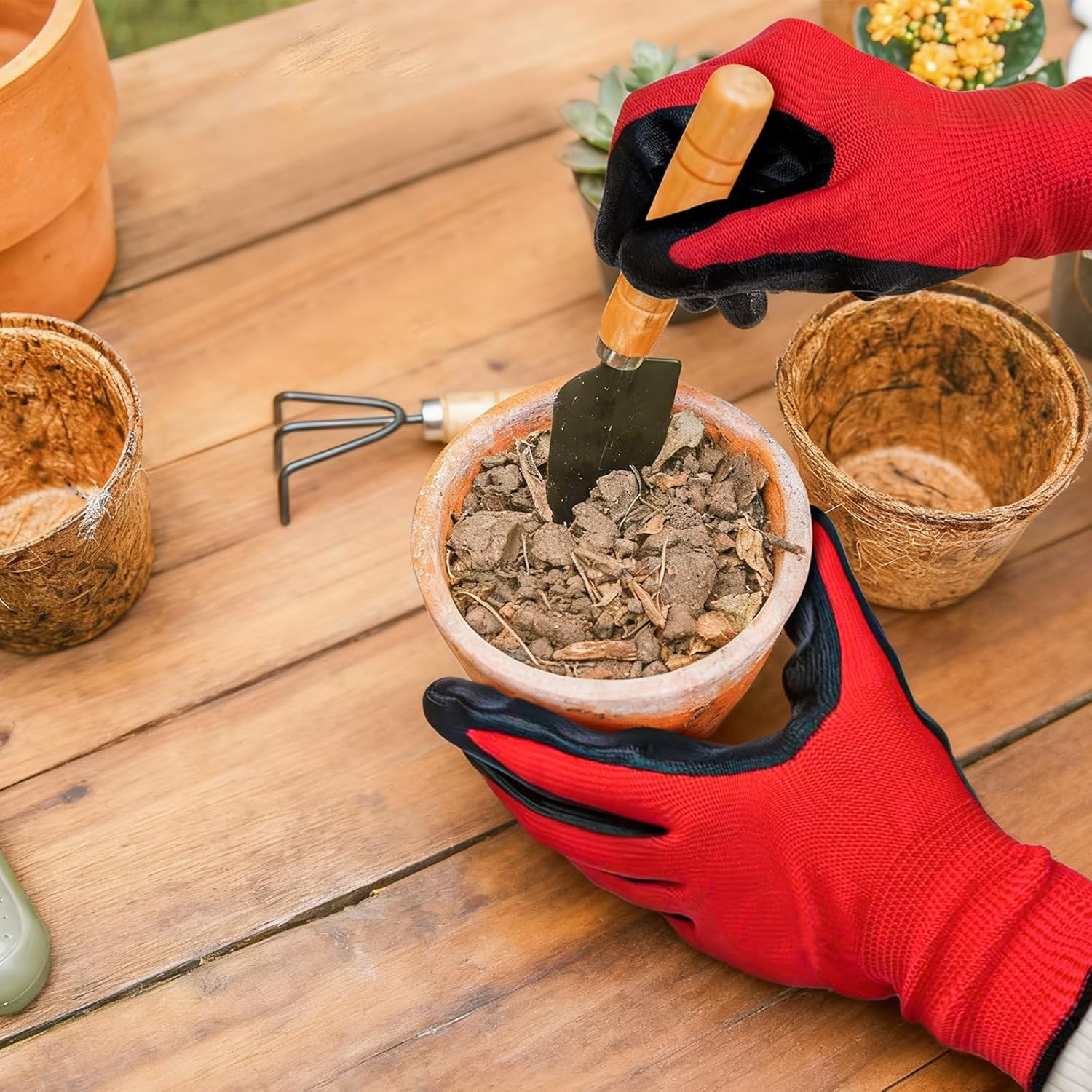 YOUKE OLA 168 Pair Gardening Gloves for Men Women, Breathable Rubber Coated Garden Gloves Working Gloves for Gardening, 8/Medium - Image 5