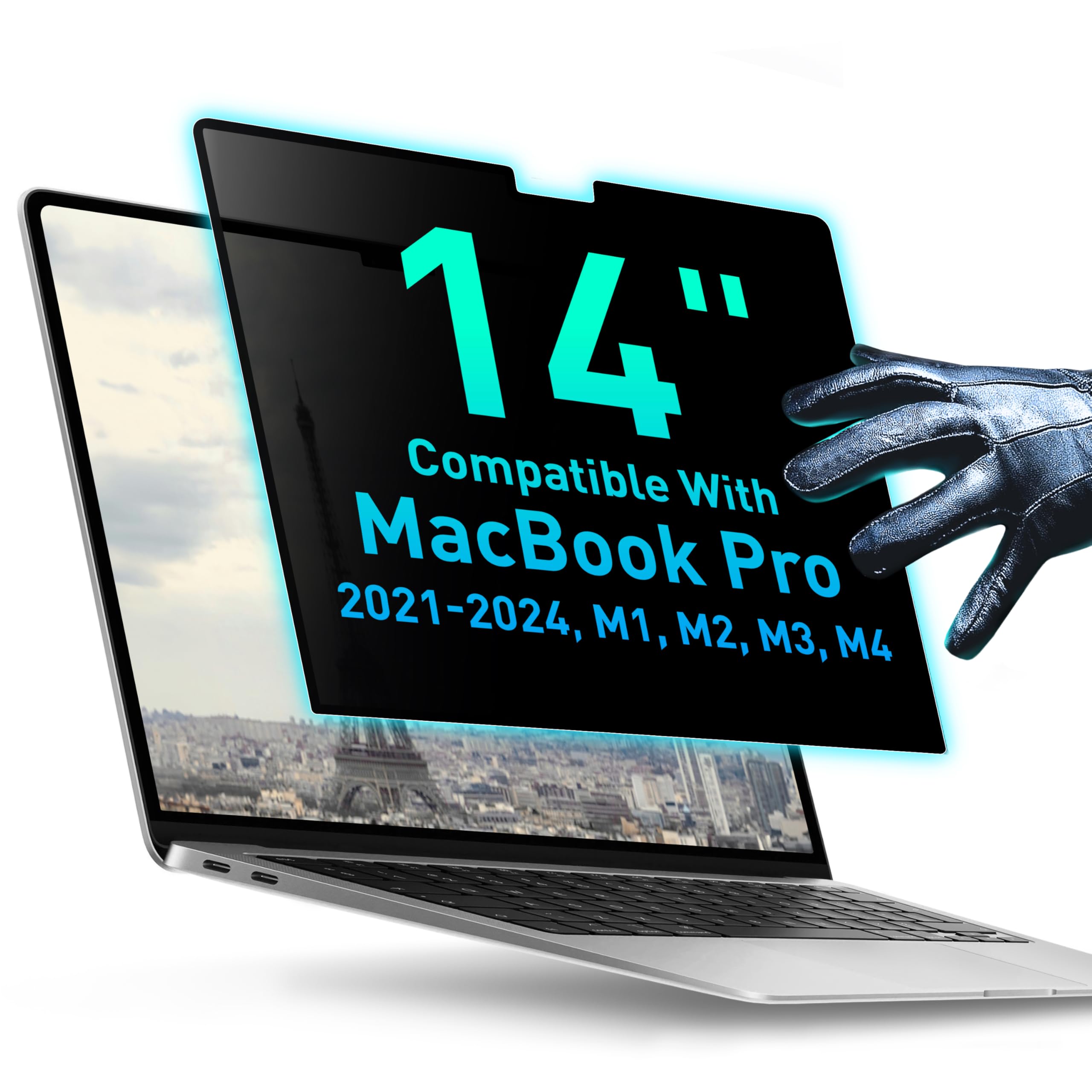 Magnetic Privacy Screen Compatible With MacBook Pro 14" 2021, 2022, 2023, 2024, 2025, M1, M2, M3, M4, M5 Anti-Blue Light Laptop Screen Protector Filter Blue Light Blocking Filter