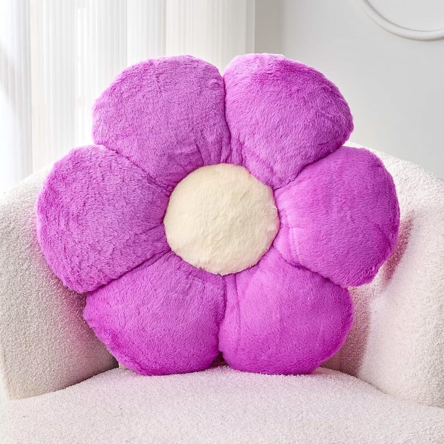 Kcvvcr Purple Flower Pillow - Cute Decorative Throw Pillow Shaped Like a Flower 14 9 Soft Plush Faux