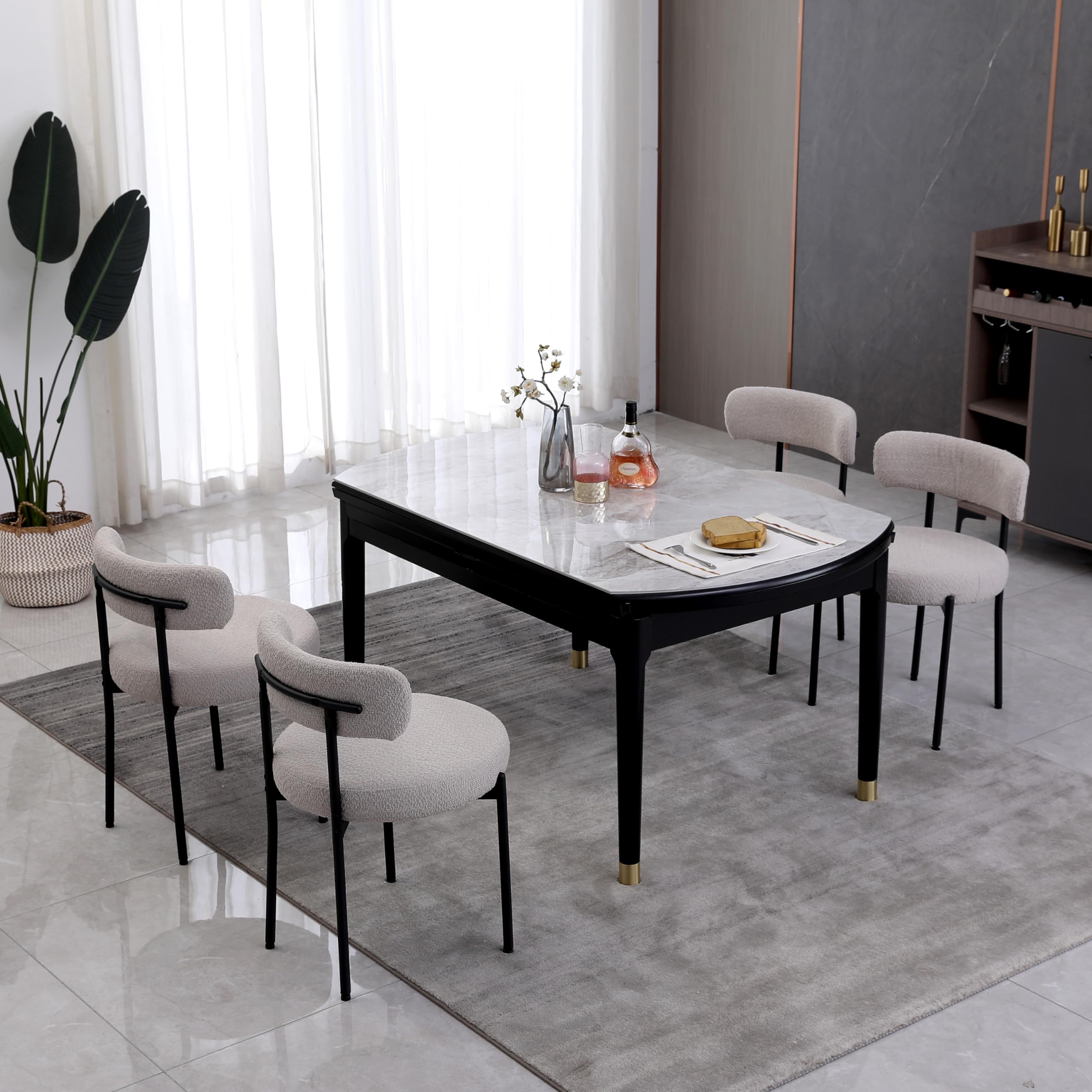 Pack de 4 Sillas de Comedor, Sillas de Cocina Modernas tapizadas para Sala de Estar, Sillas Estilo Nordico Aptas para Comedor, Cocina, Gris Claro