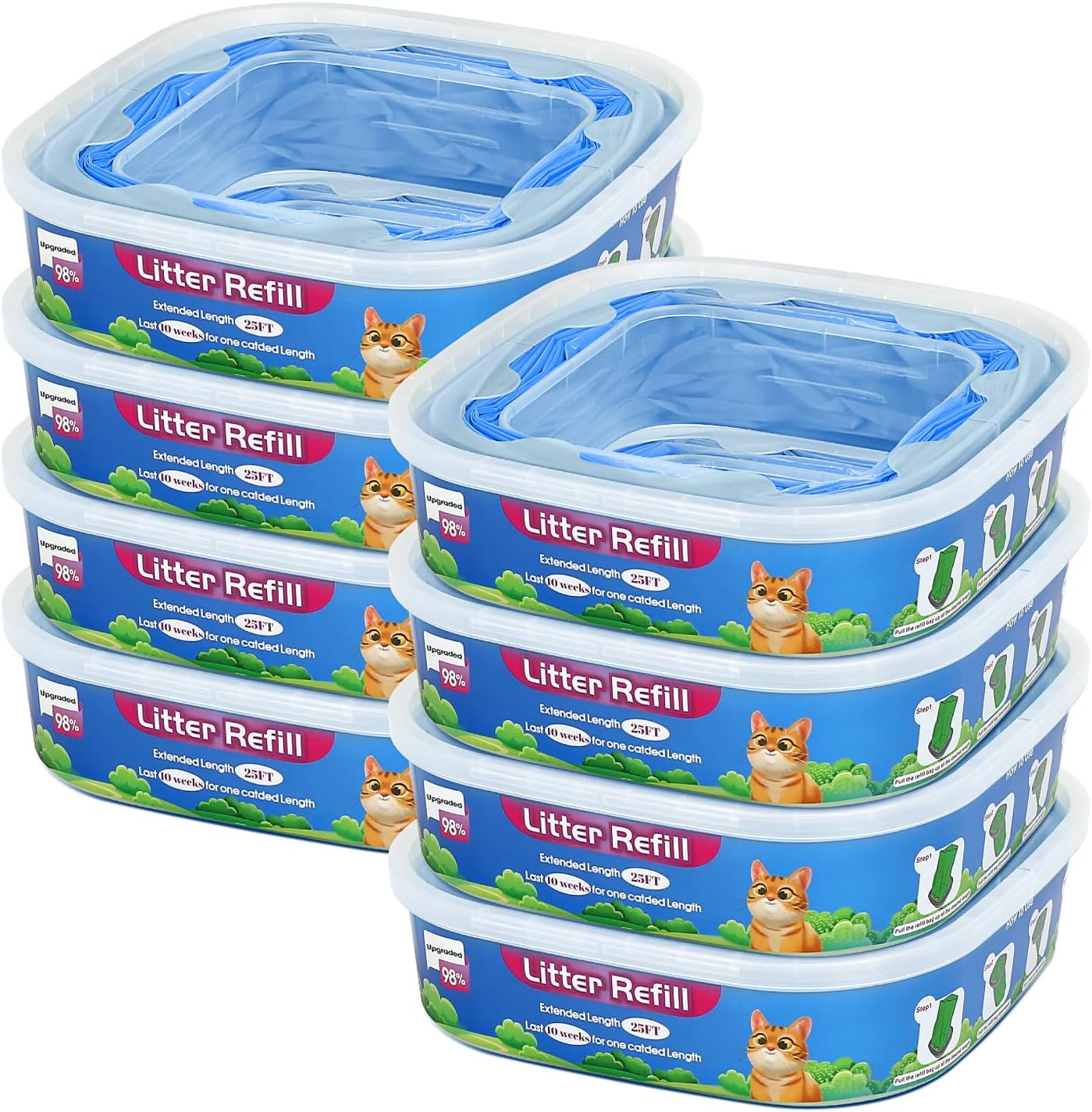 Litter Refills Bag 8 Pack, Standard & Plus Litter Cat Genie