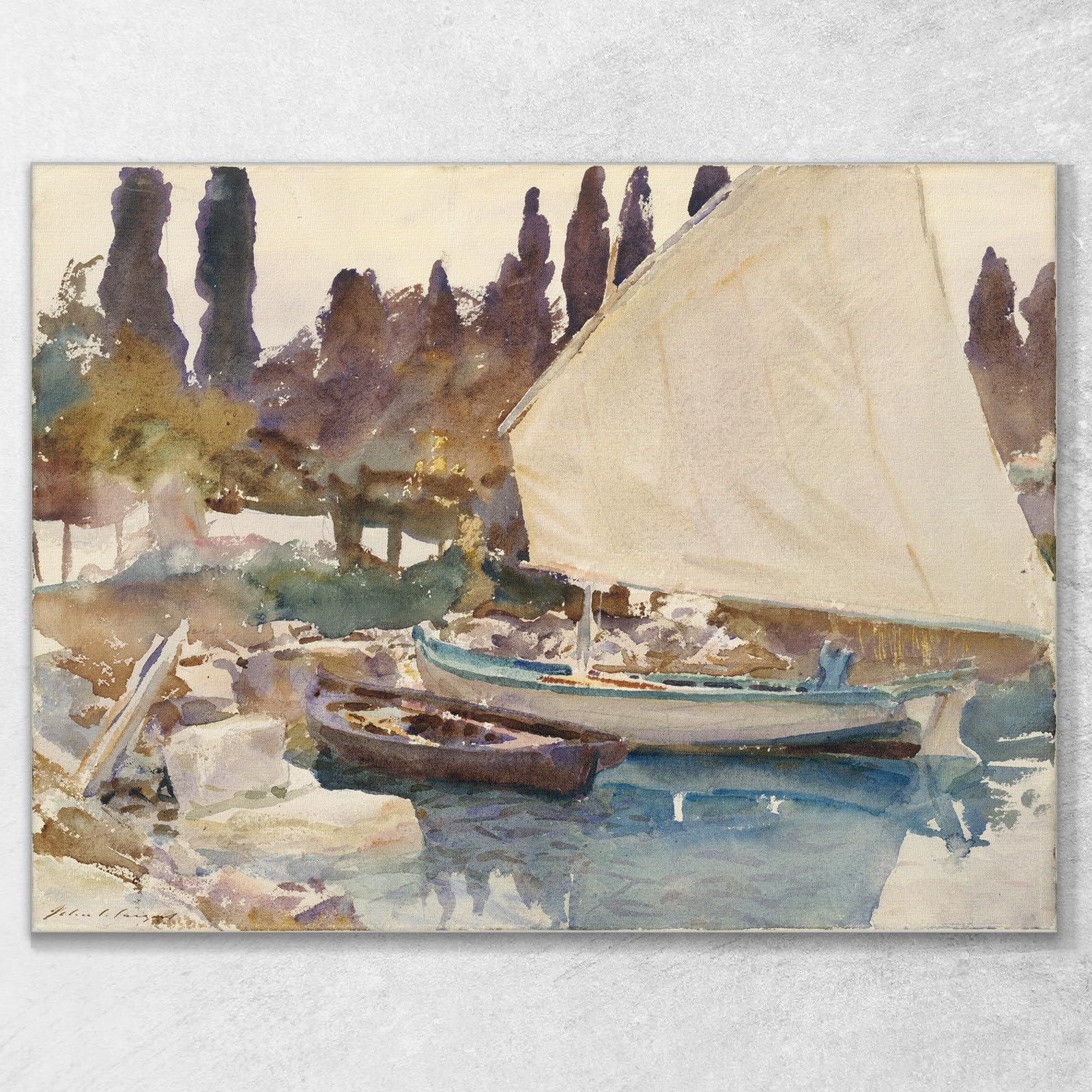 CheQuadro! Barche 2 John Singer Sargent, jss24 Quadro Stampato su Tela, 100x70 cm