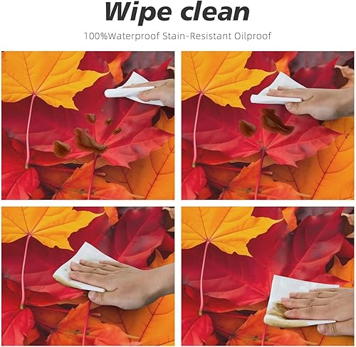 Miniatura 8 de hsbolediy Mantel redondo de hojas de otoño (54 pulgadas para mesa de 45 a 50 pulgadas), mantel ajustable con borde elástico para exteriores,