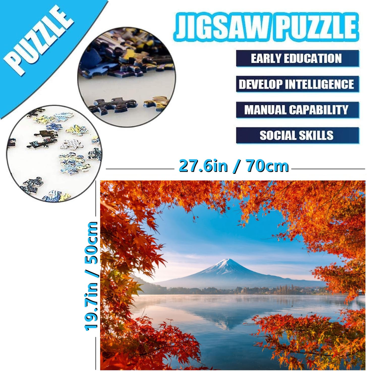 Jigsaw Puzzles for Adults 1000 Piece Fuji Mountain 27.56 x 19.69 Inch Jigsaw Puzzles for Adults Educational Game Challenge Toy 1000 Pieces Mount Fuji Puzzle for Adult - Image 4