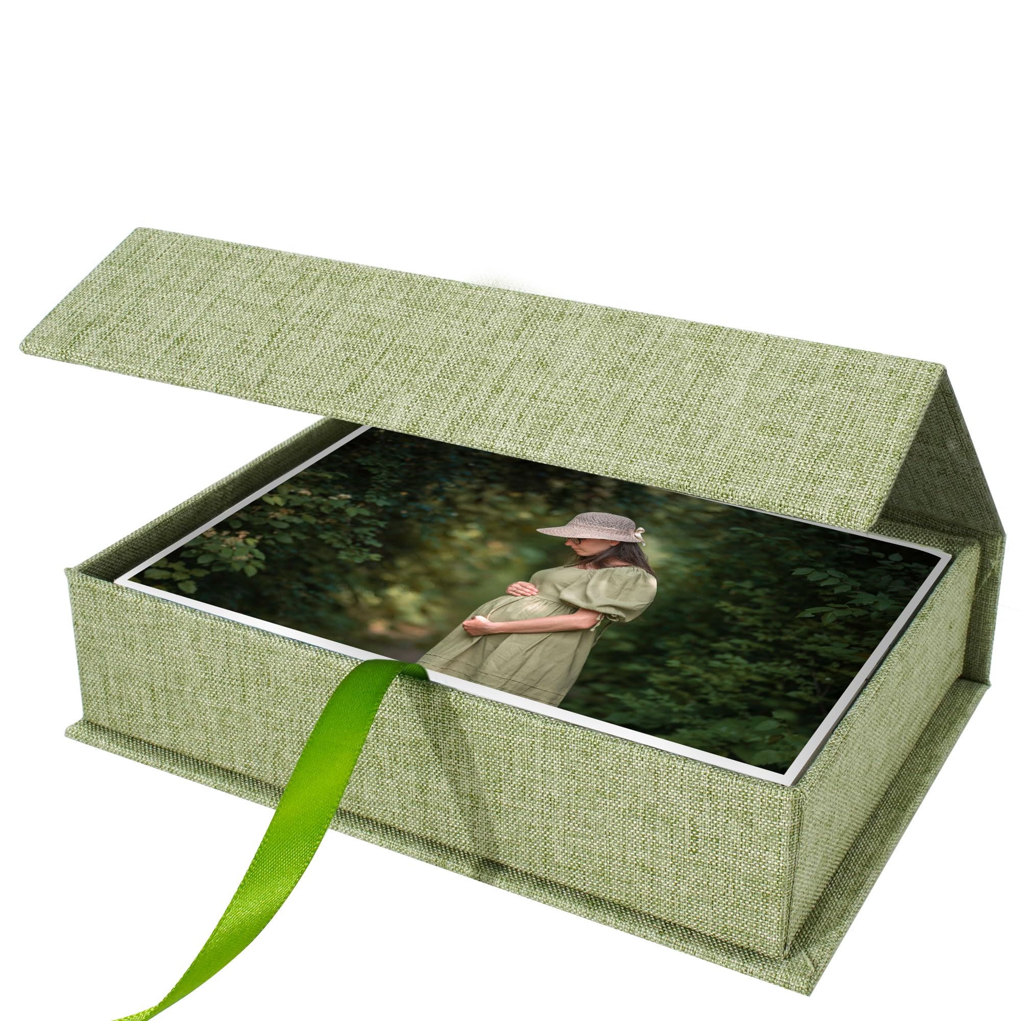 Boîte de rangement lin photos 10x15 organisateur souvenirs bijoux