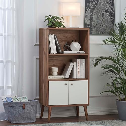 Miniatura 10 de Modway EEI-6230-WAL-WHI - Estantería con vitrina, color blanco nogal