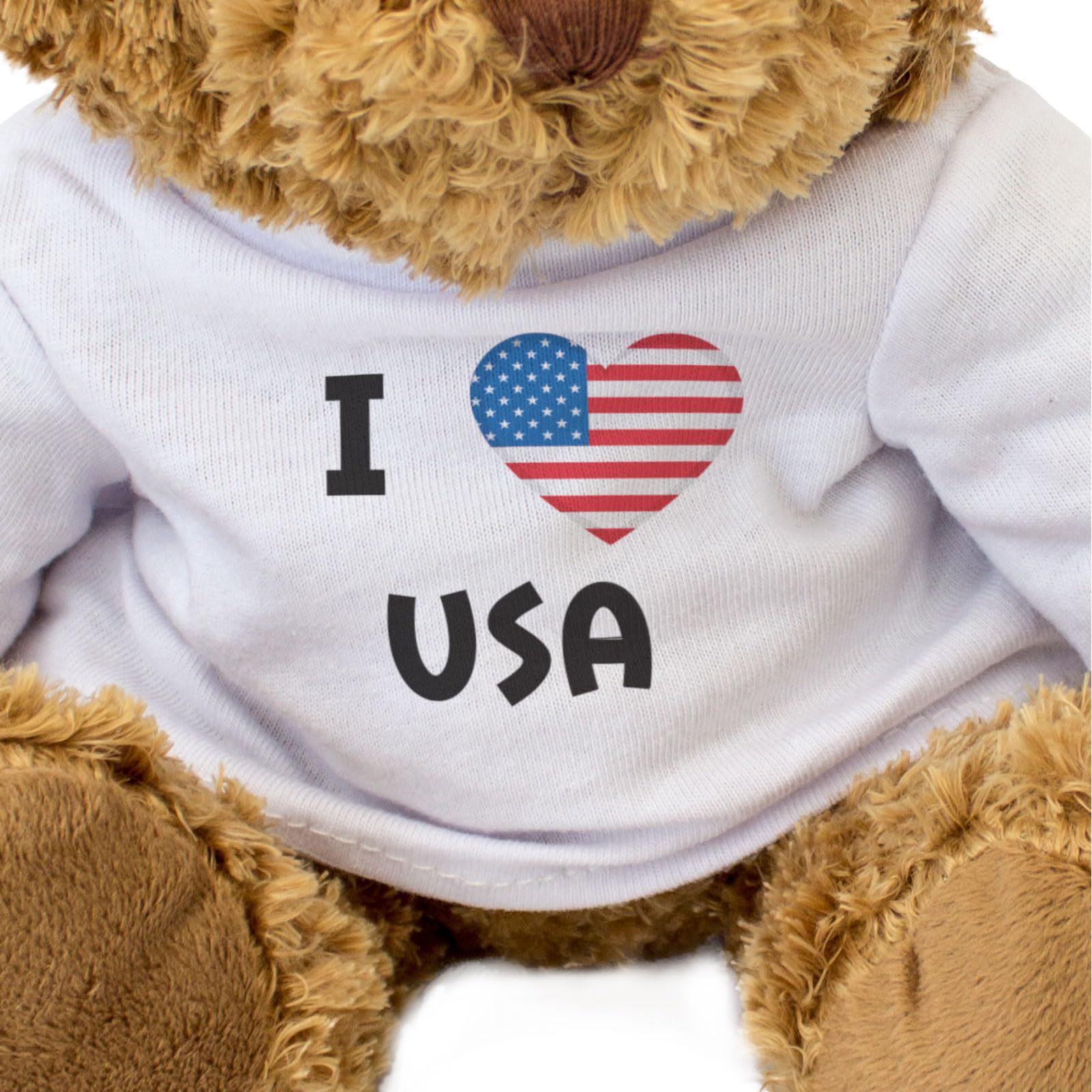 I LOVE USA FLAG - Teddy Bear - Cute Soft Cuddly Adorable - Gift Present, Brown - Image 3