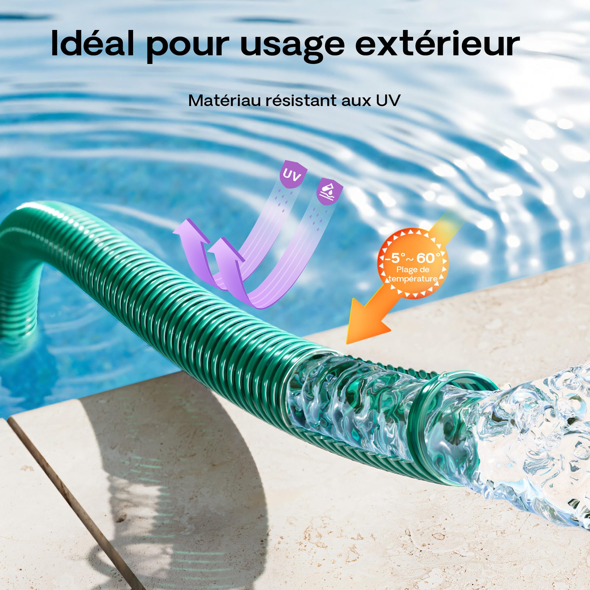 Wiltec Tuyau d'aspiration vert – 10 m/Ø 32 mm (1 1/4") / 330 g/m – avec Spirale de renforcement – Tube à pression souple en PVC – pour Arrosage Irrigation Jardinage Évacuation Refoulement