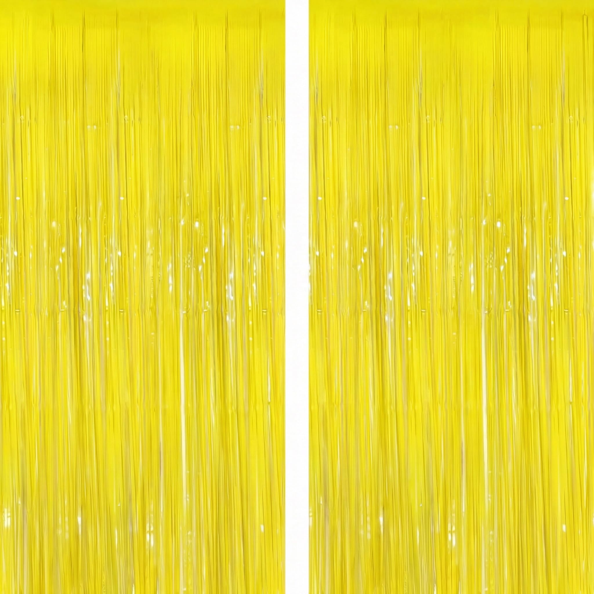 Photo 1 of 2 Pack Tinsel Backdrop, Metallic Foil Fringe Backdrop Curtain, Streamer Backdrop for Birthday Baby Shower Graduation Easter Thanksgiving Halloween Holiday Party Decorations, Garden Party Decor, Yellow