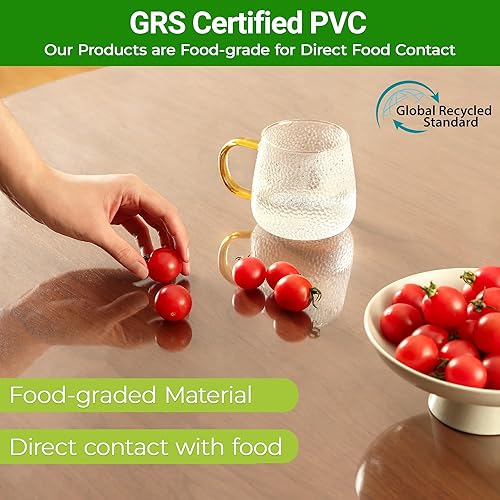 Miniatura 7 de ETECHMART - Protector de mesa de PVC transparente, mantel rectangular de plástico para escritorio, protector de mesa impermeable de vinilo