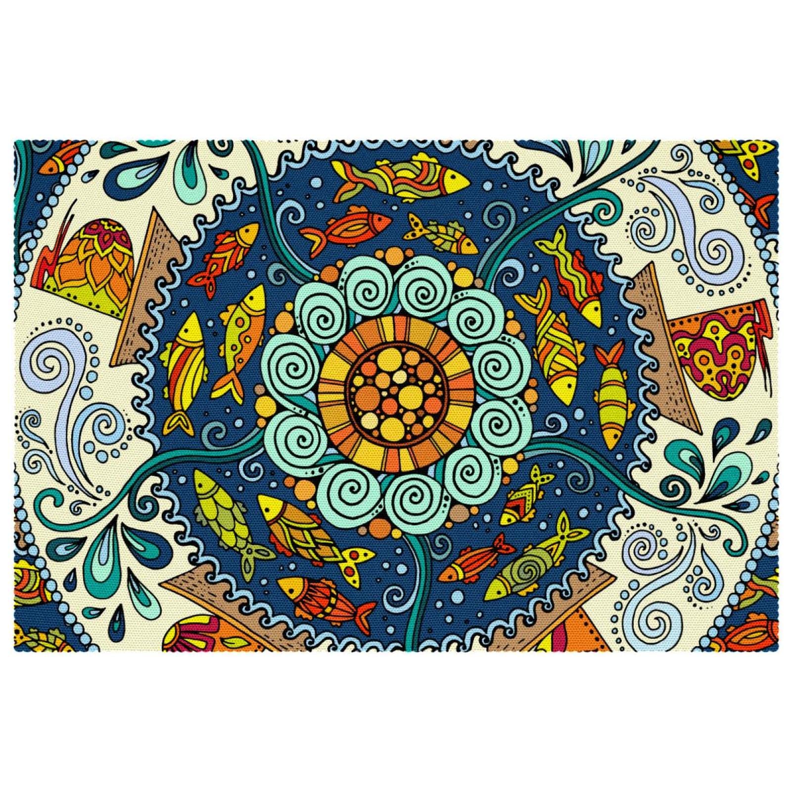 Sets de table resistants a la chaleur et faciles a nettoyer en tissu Oxford ethnique x4