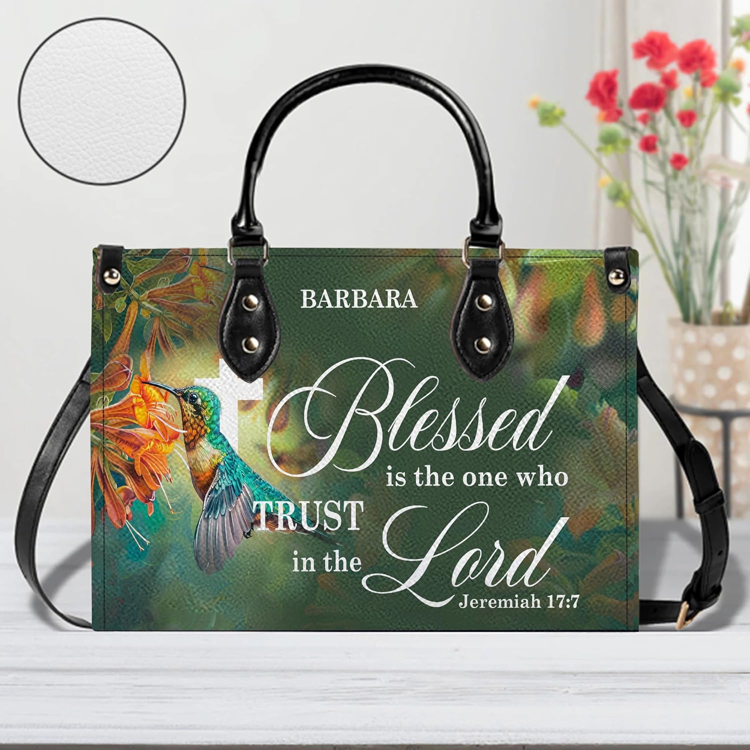 Personalized Christian Leather Handbag, Jesus Christian Tote Bag, Bible Purse, Religious Bags Gift for Mom, Women - Image 9