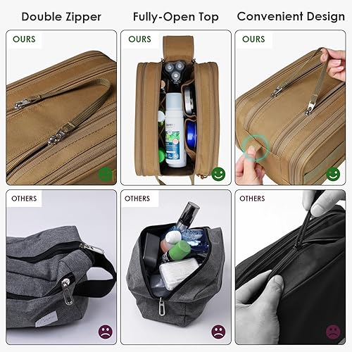Miniatura 5 de TACTICISM Neceser para hombre, bolsa de viaje, bolsa de aseo de viaje separada seca y húmeda, kit táctico Molle Dopp para hombres con gran