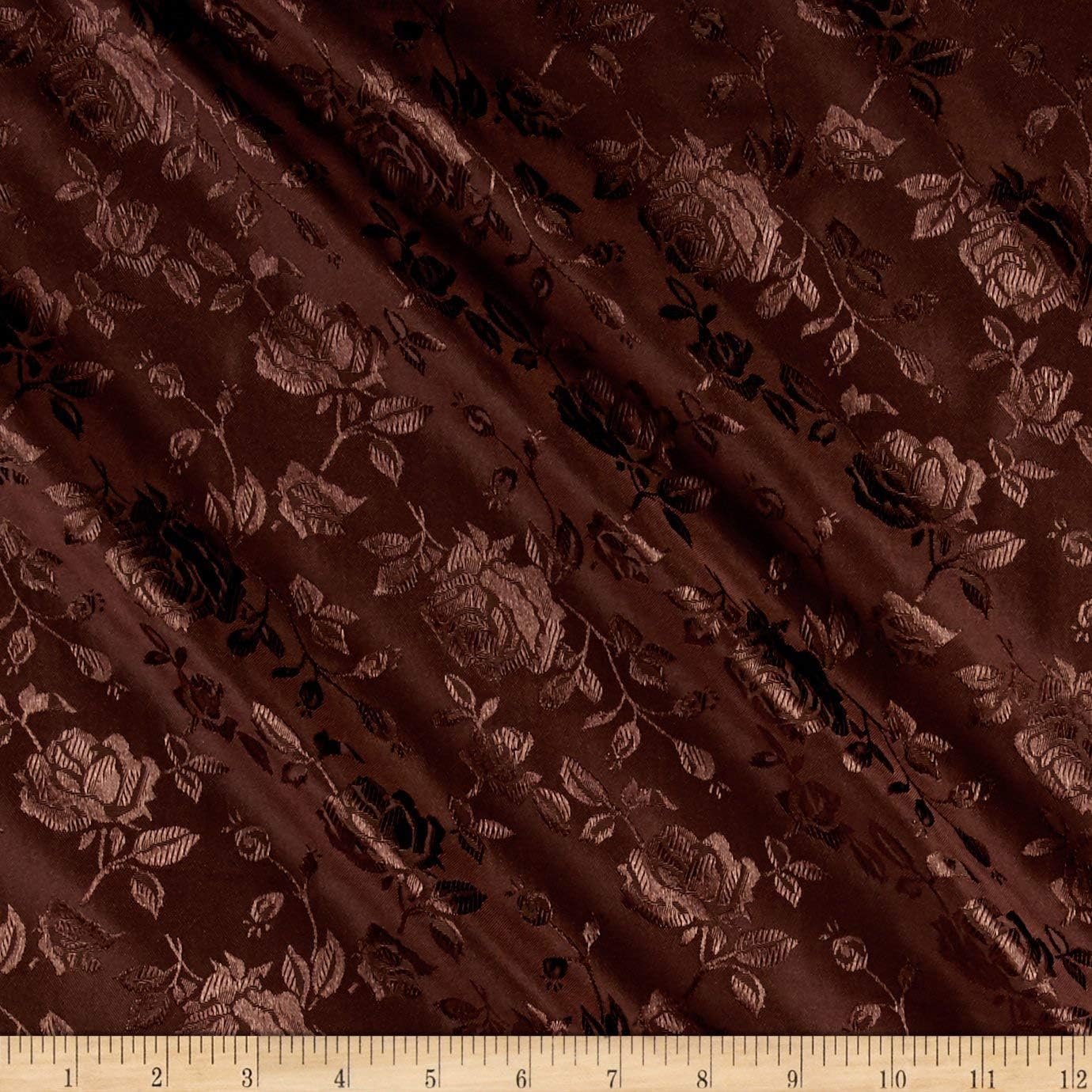 58/59" Wide Polyester Brocade Jacquard Satin Fabric (Black, 3 Yards)