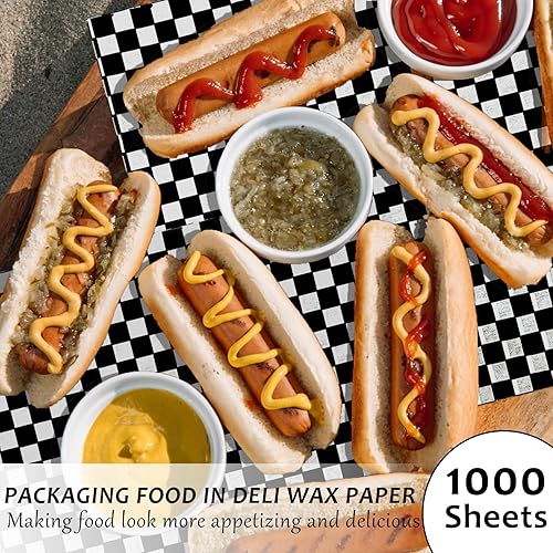 Miniatura 2 de 1000 hojas de papel de delicatessen de 12 x 12 pulgadas, hojas de papel encerado a cuadros para forro de papel sándwich, revestimientos de cestas de