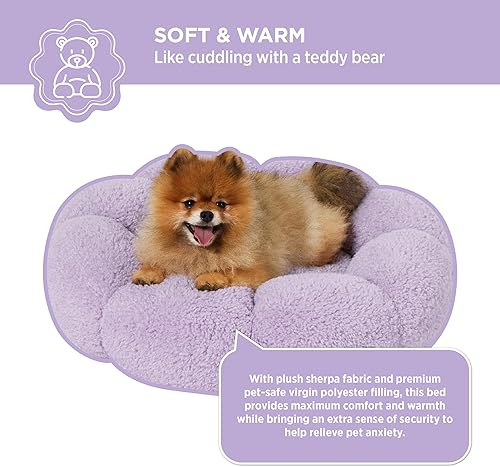 Miniatura 3 de Lesure - Cama calmante para perros pequeños, cama redonda y esponjosa con forma de dona de flores para cachorros en sherpa de peluche, camas