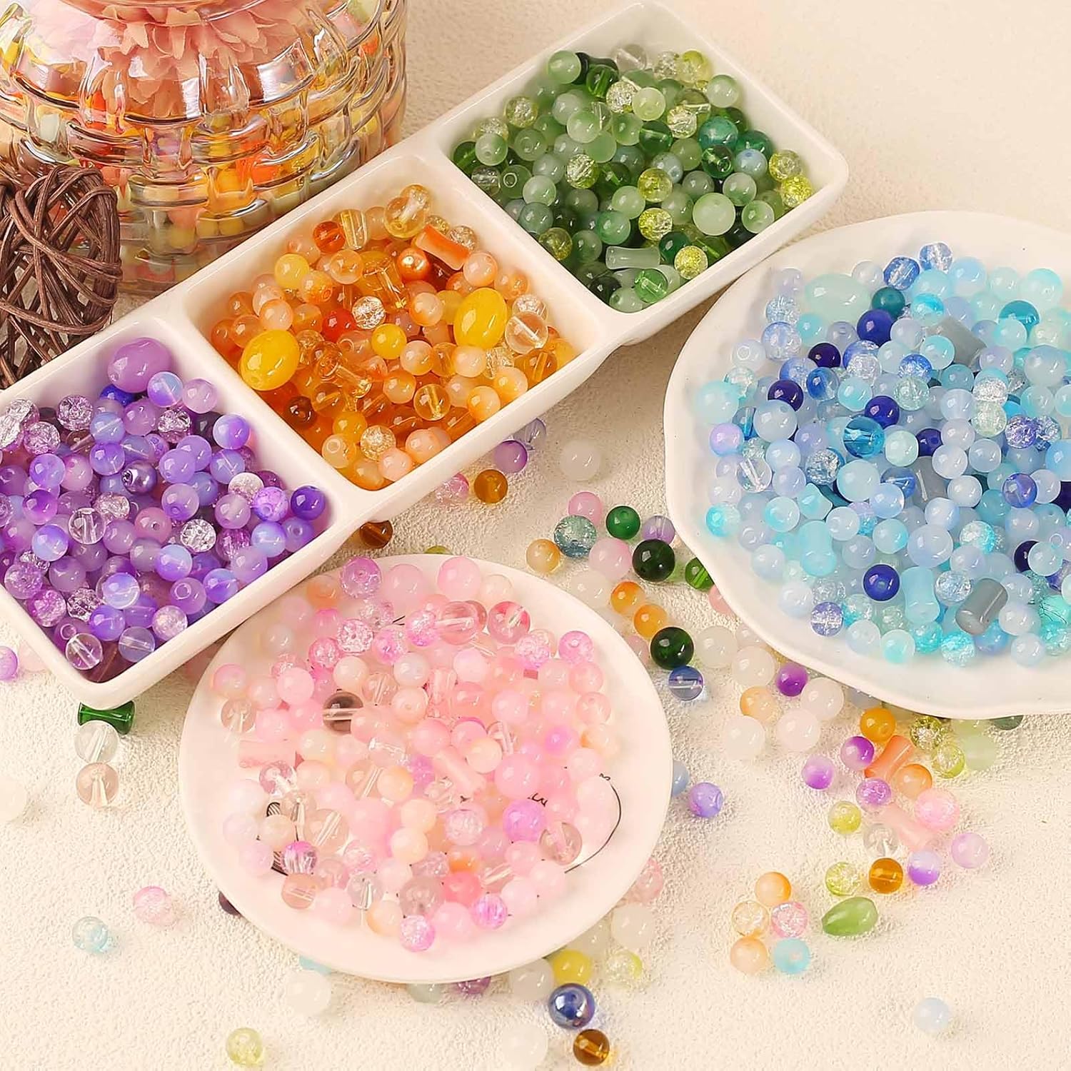 DAHI 550pcs 8mm Green Glass Beads Round Crystal Beads Crystal Glass Beads for Jewelry Making Bracelets Necklaces Earrings(Green) - Image 5