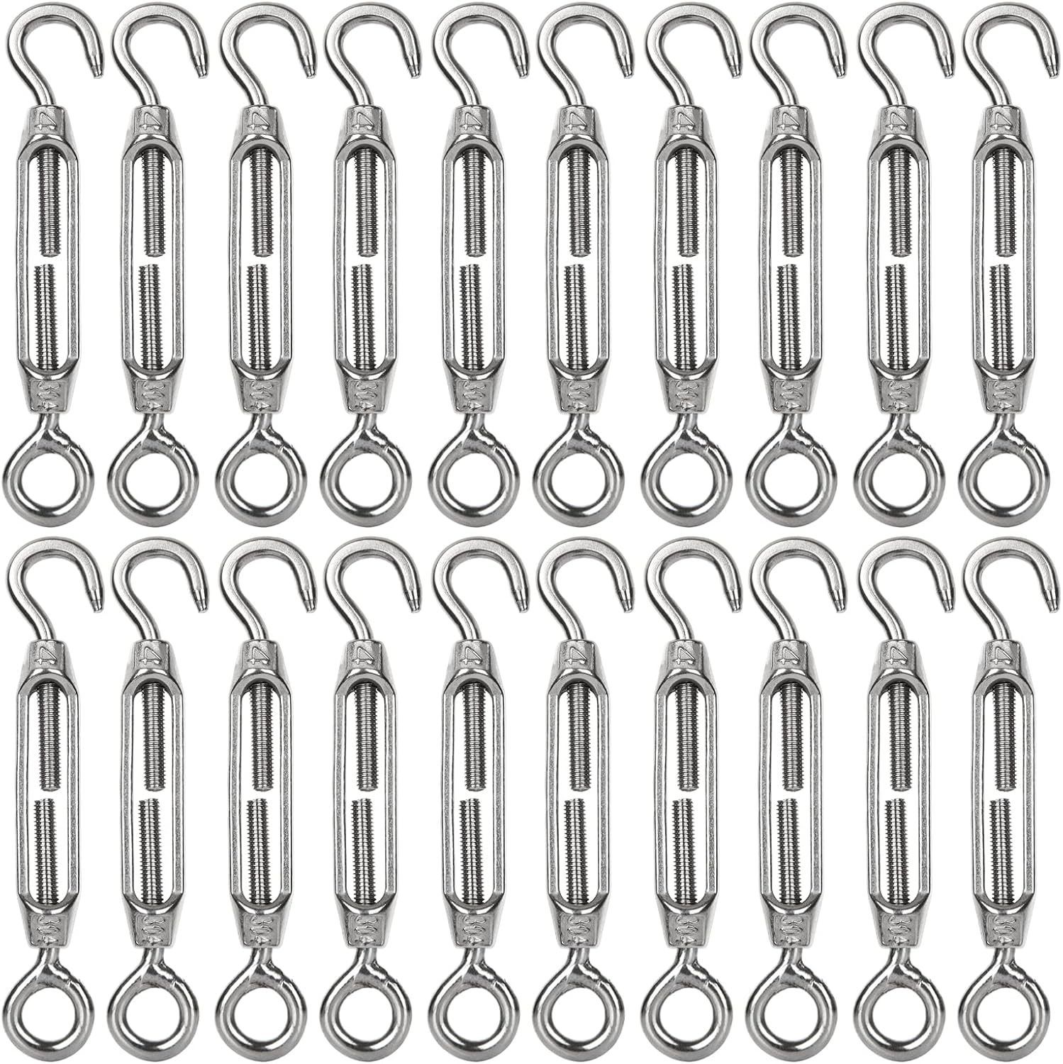 AHUNTTER 20PCS Turnbuckle Wire Tensioner M4 Heavy Duty 304 Hook & Eye