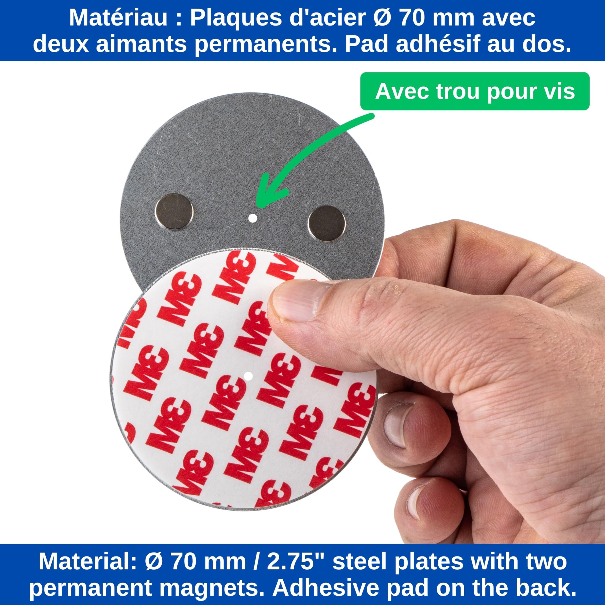Support Magnétique Pour Détecteur Fumée - Lot De 5 Pastilles 3M Sans Perçage - Fixation Plafond/Mur