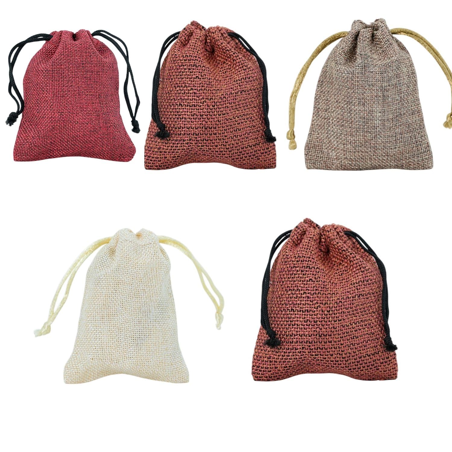 Drawstring Pouch Bag, Red Burlap Fabric, Black Cord Closure, Small Storage Sack (5, Grey, 14x12 Inche)-picture-45