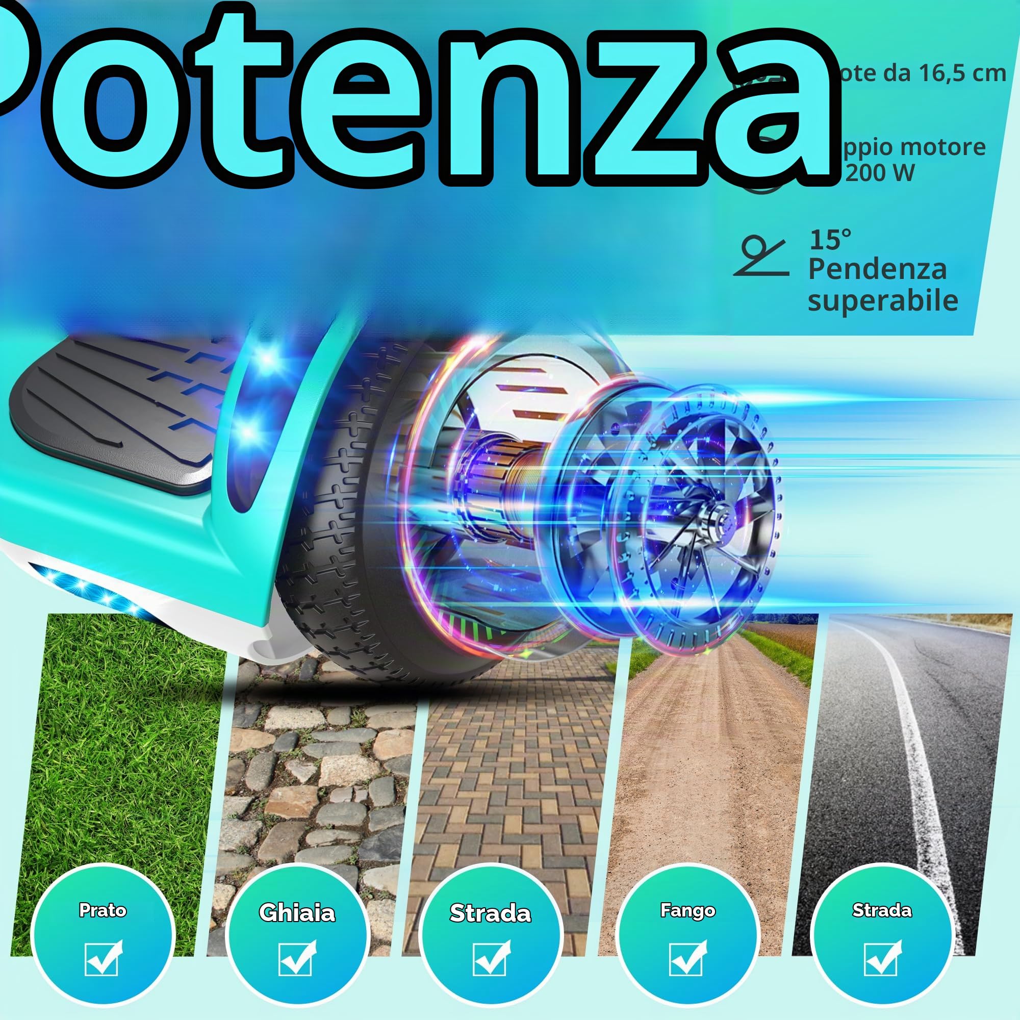 SISIGAD Hoverboard,6.5" Two-Wheel Self-Balancing Hover Board with Bluetooth Speakers and Fashion LED Lights for Kids