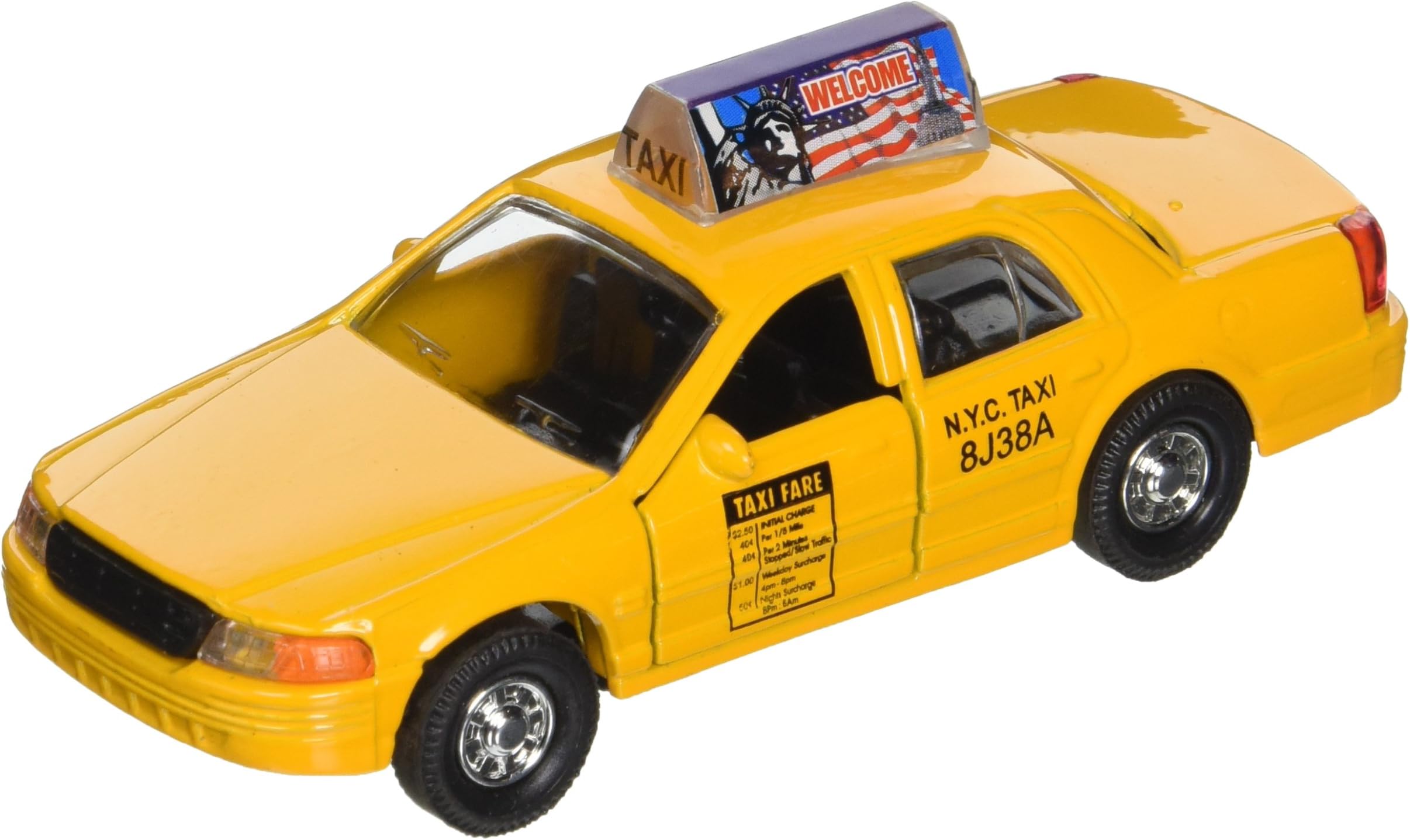 New York City Modern Yellow NYC Medallion Taxi Cab 1/43 O Scale Diecast Commercial Car