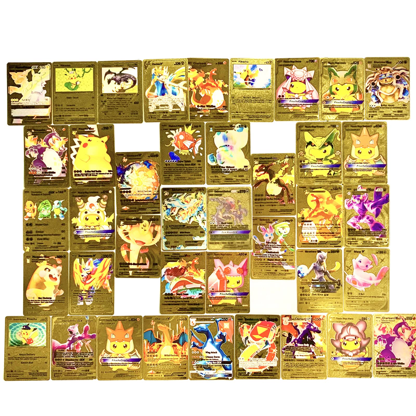 Buy TCG Deck Box Cards 55 Pcs, Charizard Cards Vmax GX Series Rainbow Rare Gold Plated Cards for