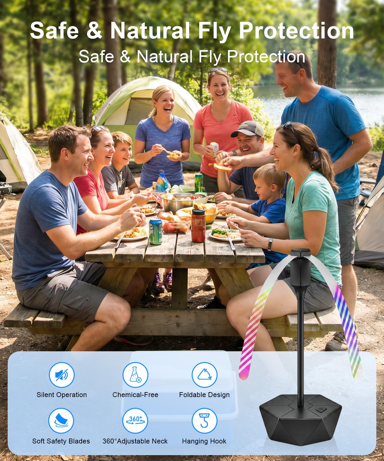 Set di 6 repellenti per mosche senza sostanze chimiche, repellente per mosche e vespe, per tavolo, barbecue e giardino, funzionamento a batteria, scacciamosche