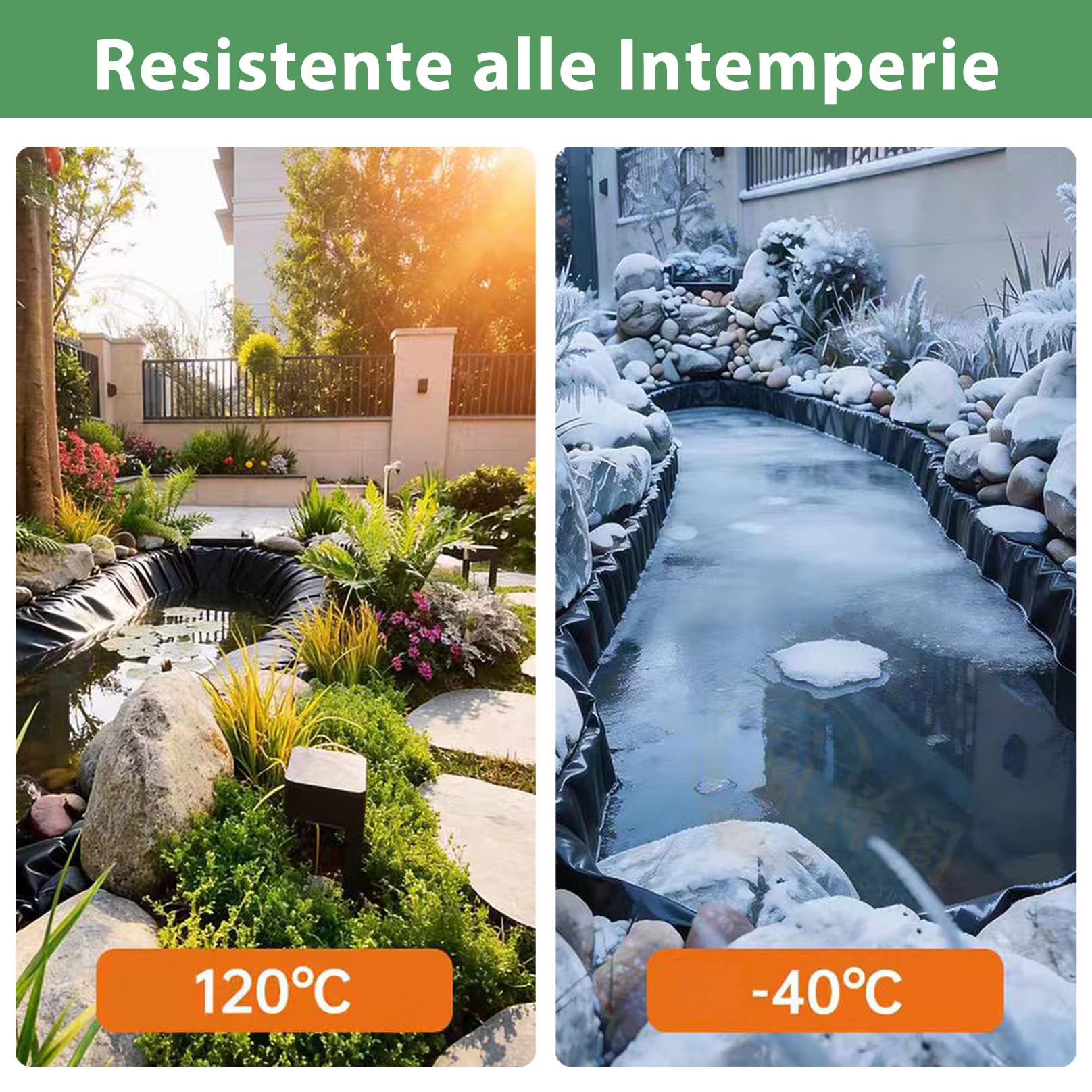Telo per Laghetto, Rivestimento per Laghetto, Fodera per Laghetto Impermeabile ad Alta Resistenza, Resistente agli Strappi, Stabilizzato UV, per Fontane e Giardini Acquatici 3x11.5m