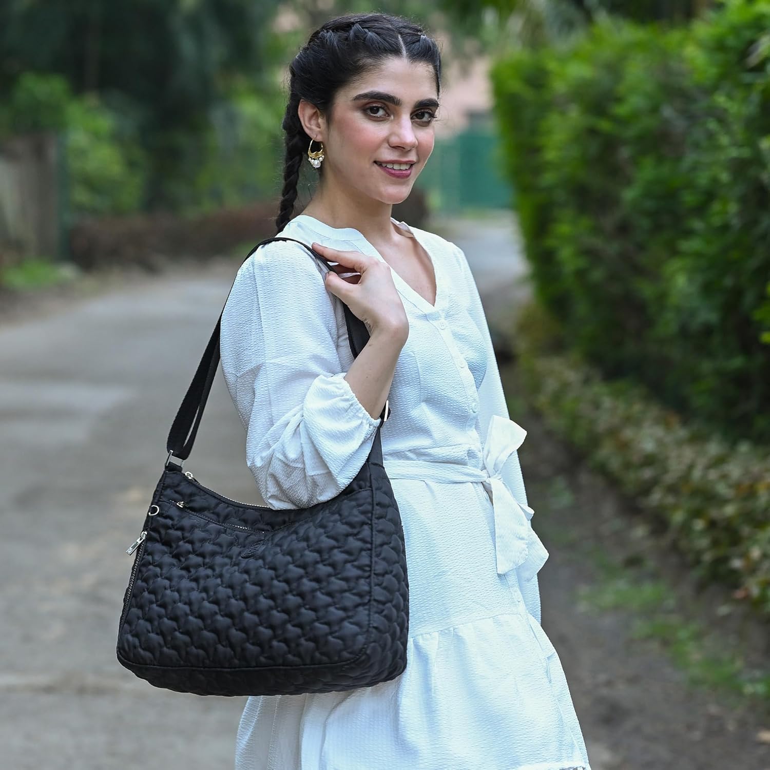 Anuschka Wanderlust Quilted Fabric Collection Women's Vegan Hobo - Image 2