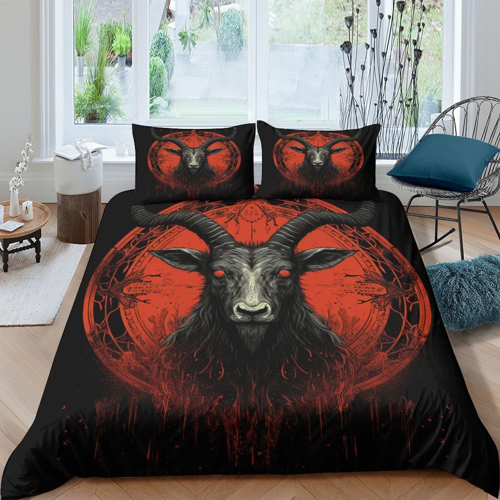 Housse de couette chèvre noire lit king size 220x240cm respirante douce