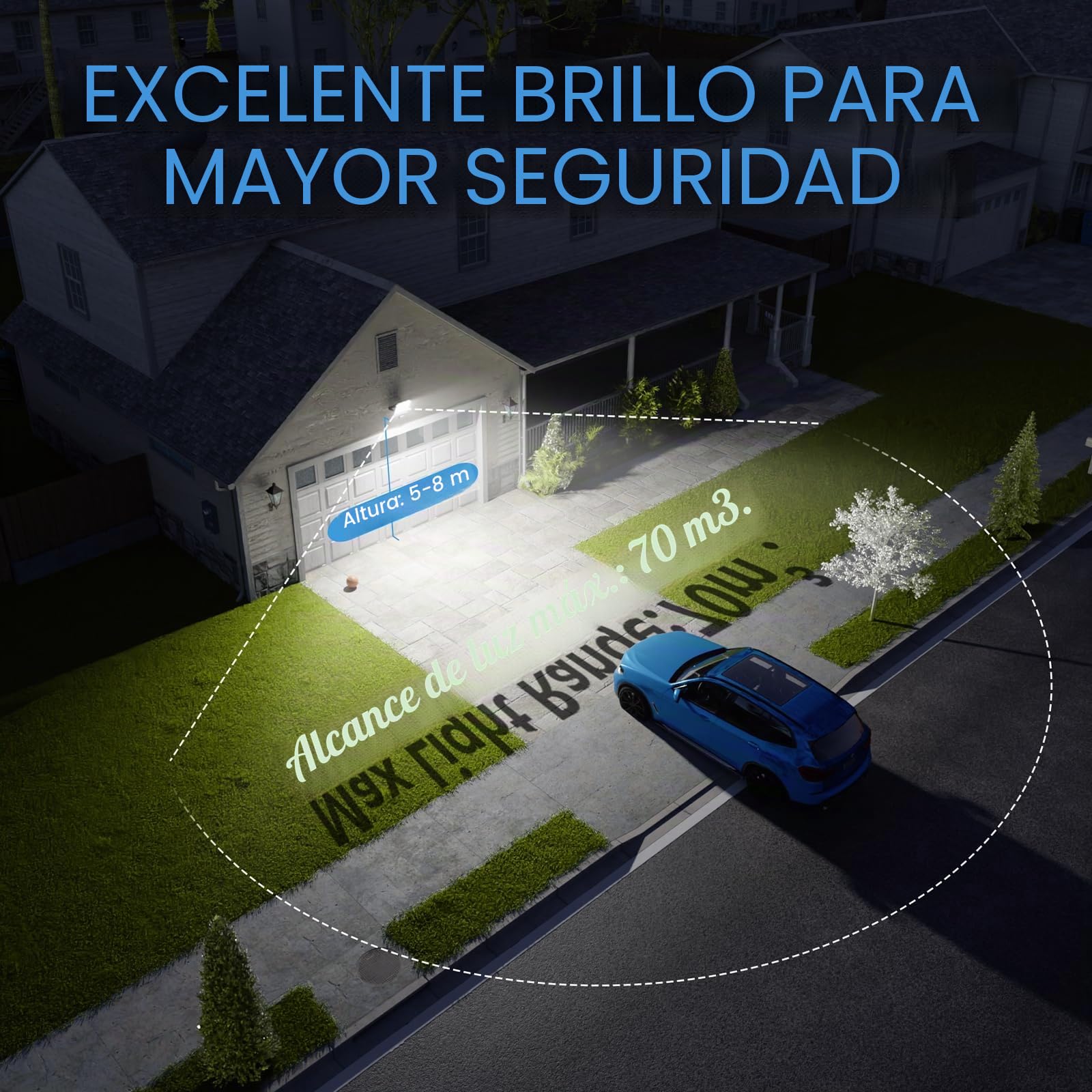 Focos LED Exterior con Sensor de Movimiento 100W, Foco LED con Sensor de Movimiento 10000LM 6500K Blanco Frío Impermeable IP67 para Jardin(2 Piezas)