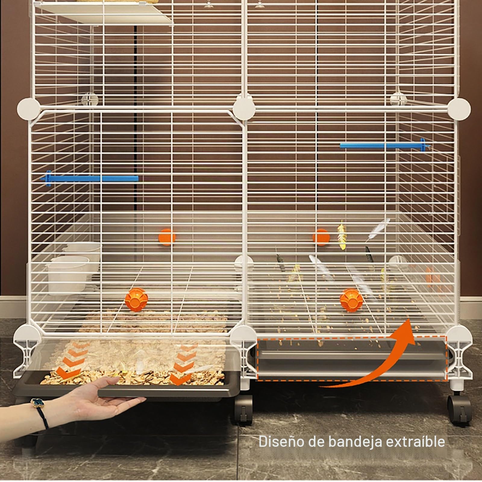 Jaula Grande para Loros, con Ruedas Universales de 360°, Jaula Loro Grande, con Ruedas y Bandeja, para Cacatúas, Canarios y Periquitos