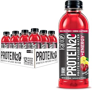 Protein2o Protein Infused Water +Energy Cherry Lemonade, 15g Protein, Naturally Sourced Caffeine from Green Coffee Beans, 12 Count