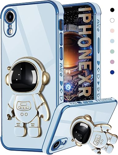Miniatura 7 de Coralogo Funda para iPhone 11 Pro Max de astronauta linda para mujeres y niñas, fundas negras únicas con soporte oculto de astronauta, diseño 6D
